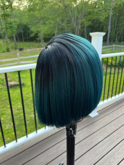 Kylie - Emerald Teal sleek bob synthetic lace front wig - TT1BTTGREEN