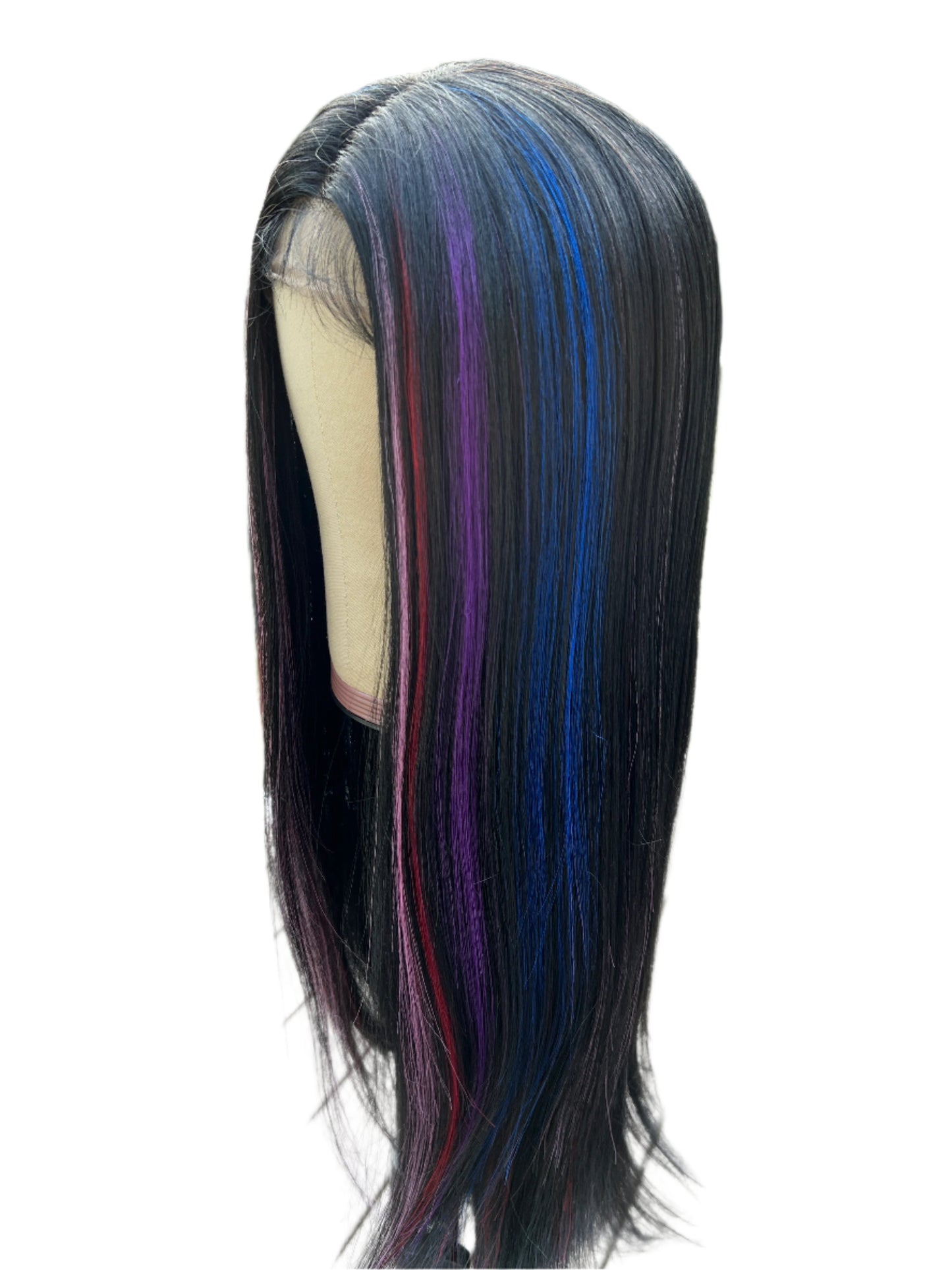 Candy Stripe - Black Rainbow lace front wig