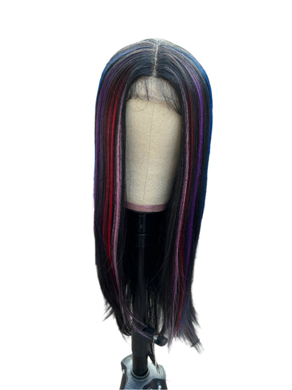 Candy Stripe - Black Rainbow lace front wig