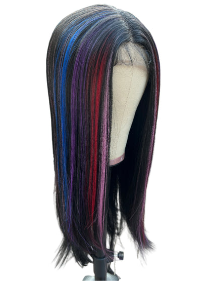 Candy Stripe - Black Rainbow lace front wig