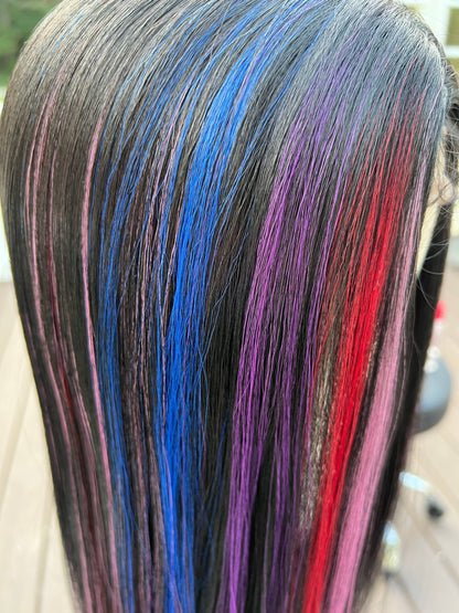 Candy Stripe - Black Rainbow lace front wig