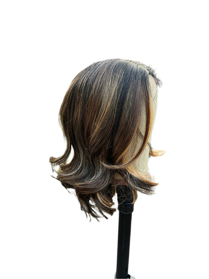 Jana - 16" Highlighted Brown and blonde synthetic wig