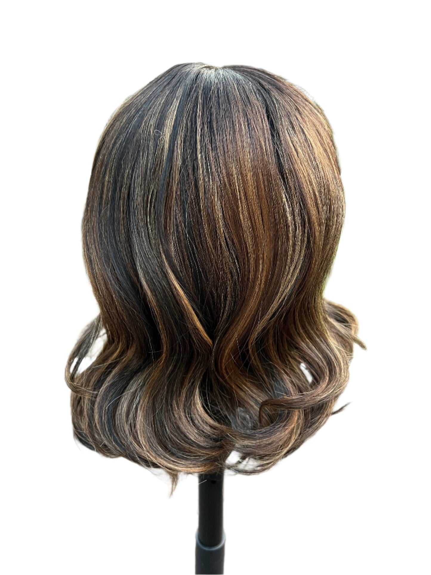 Jana - 16" Highlighted Brown and blonde synthetic wig