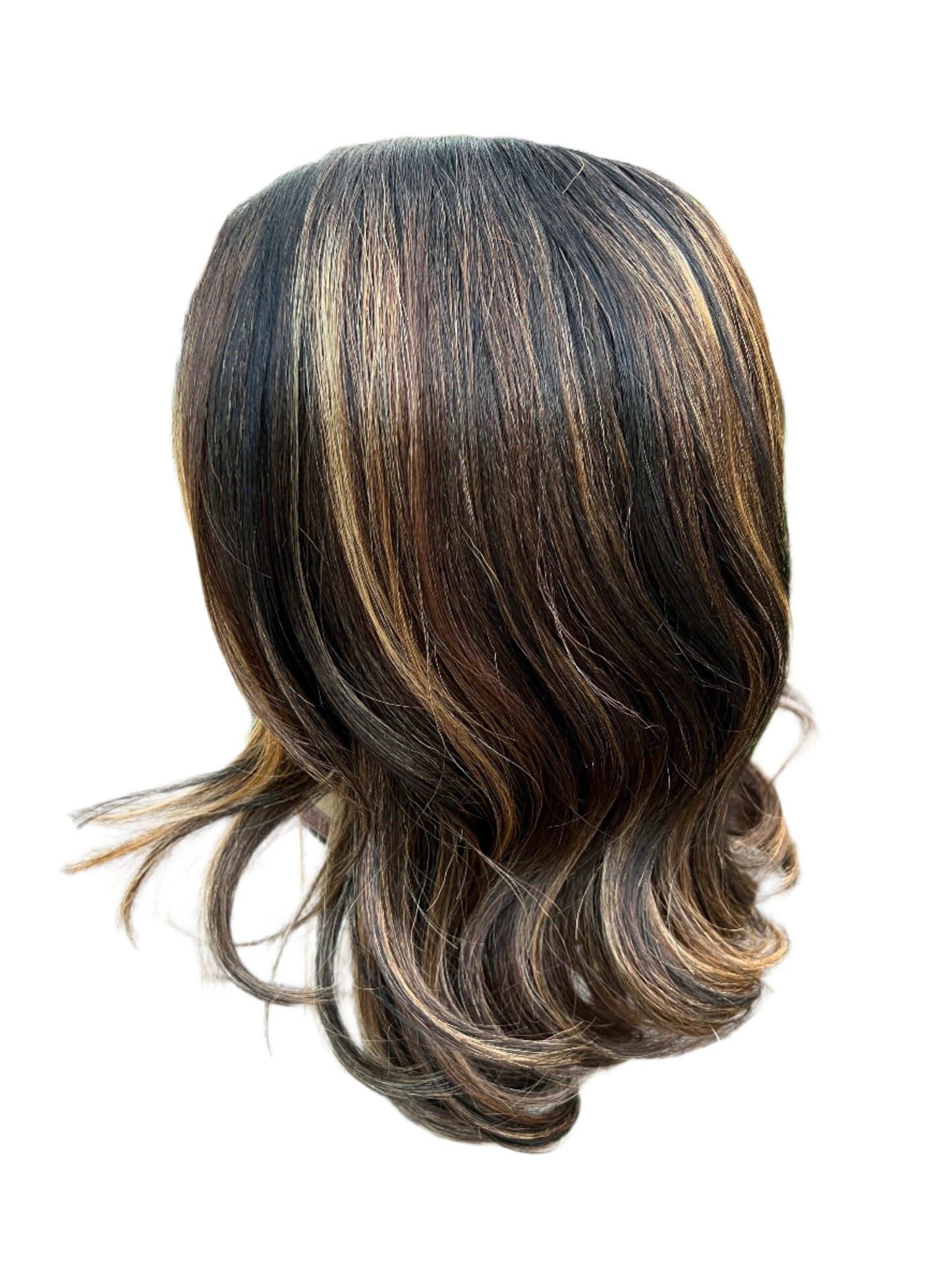 Jana - 16" Highlighted Brown and blonde synthetic wig