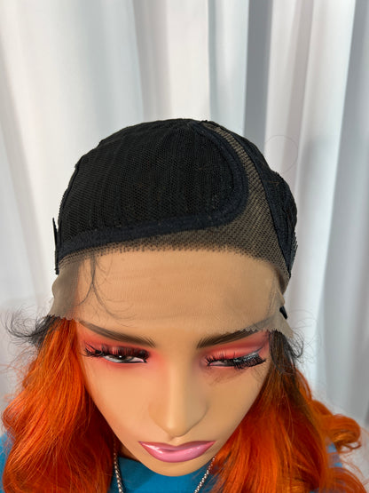 Black & Orange Mane Concept Human Hair Mix lace front wig BSHS207 COTTON