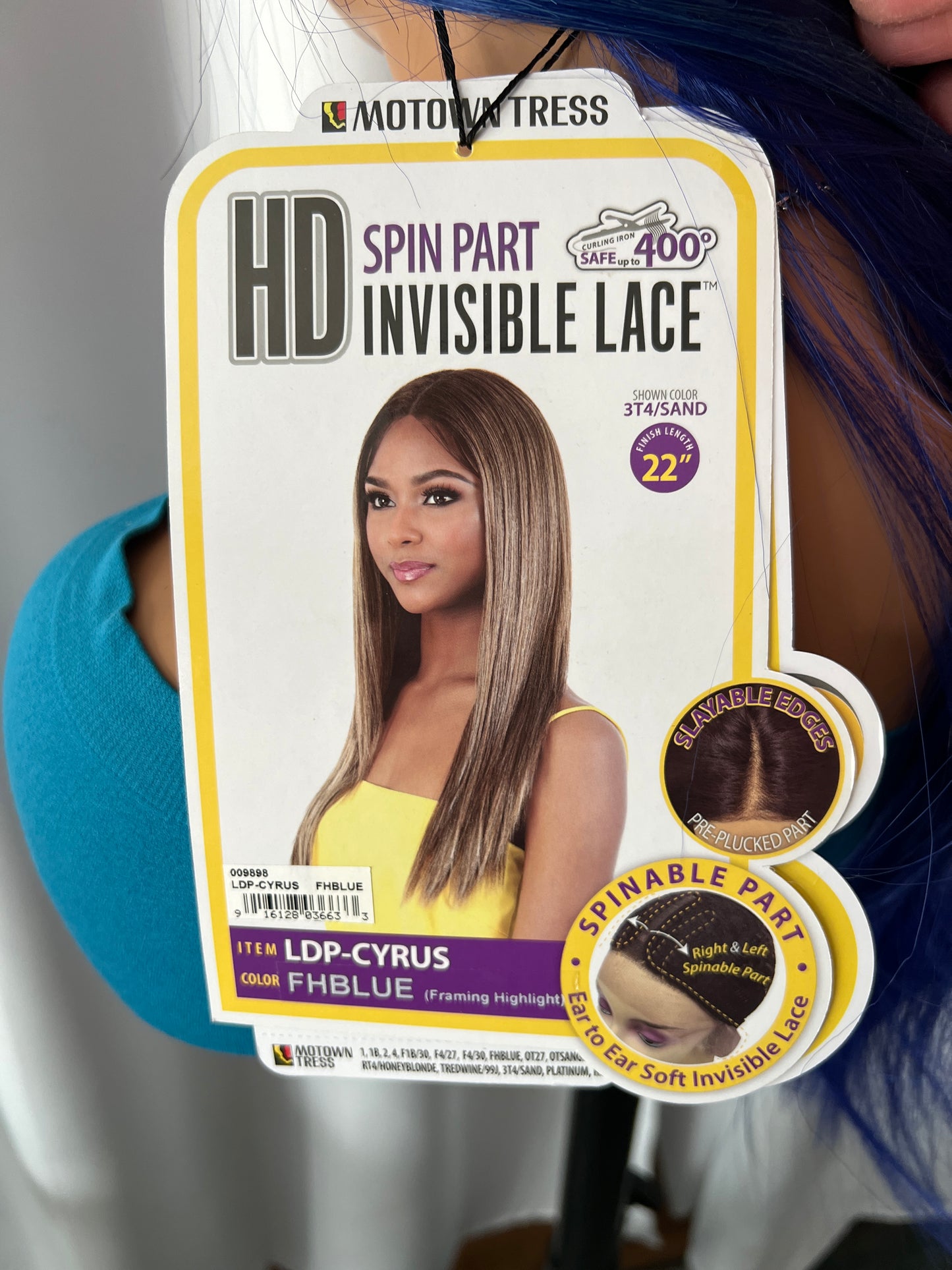 Blue bone straight lace front wig - Motown Tress Cyrus - FHBLUE