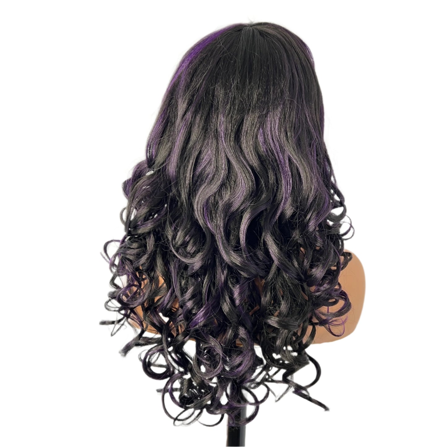 Riah Full Wig Wig 140 1B Purple - Black Purple wig with bangs synthetic