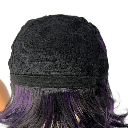 Riah Full Wig Wig 140 1B Purple - Black Purple wig with bangs synthetic