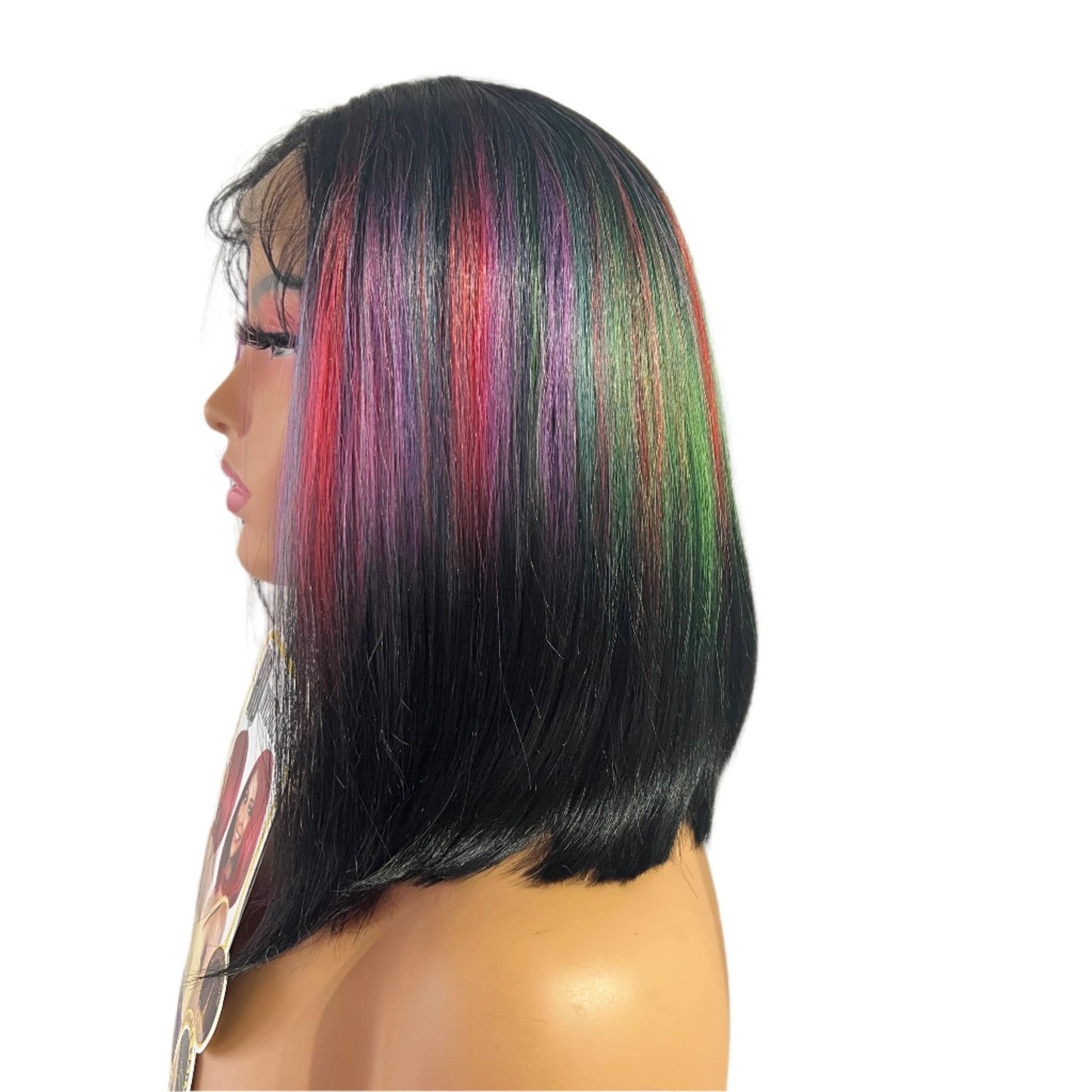 Rainbow Bob Wig 14" - Motown Tress LDP-Ruby14 in P1B Rainbow