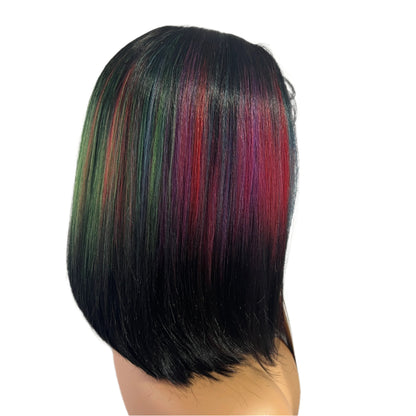 Rainbow Bob Wig 14" - Motown Tress LDP-Ruby14 in P1B Rainbow