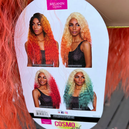 Human Hair Mix Melanin Queen Lace Front Wig Cosmo Girl - Orange