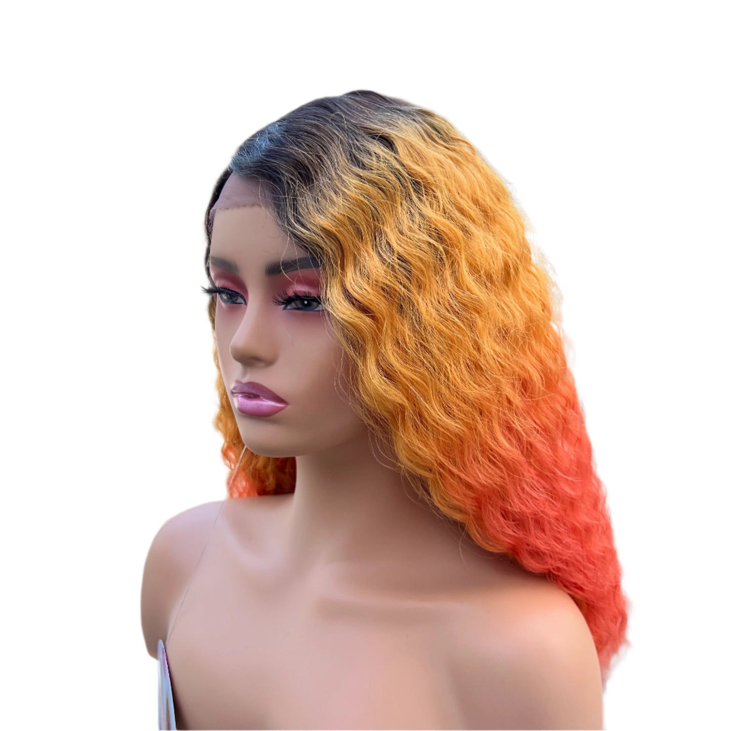 Human Hair Mix Melanin Queen Lace Front Wig Cosmo Girl - Orange