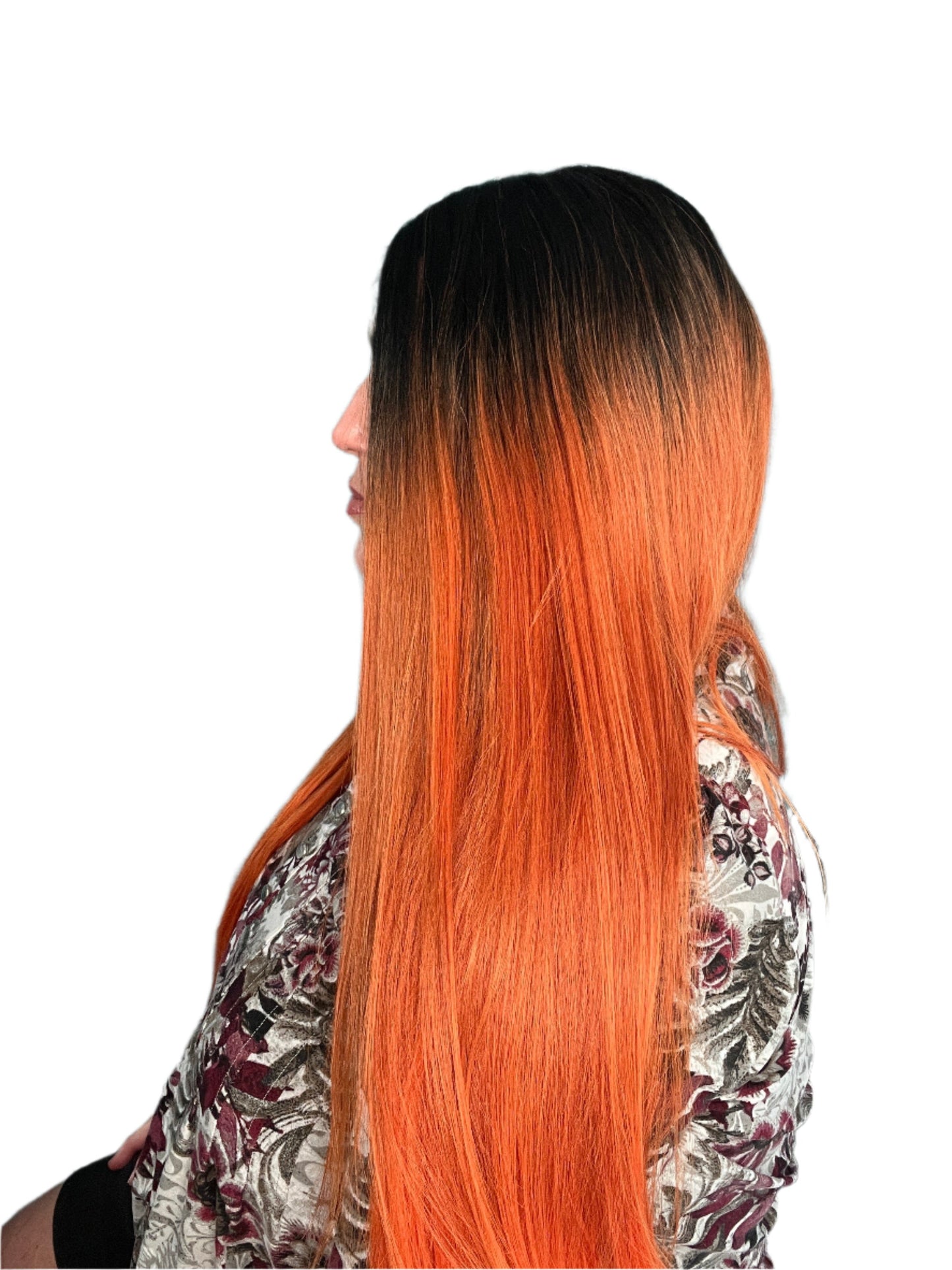 October - 30" 1B Orange sleek straight lace front wig