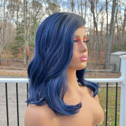 Natasha - Two Tone Black and Blue Lace front Wig