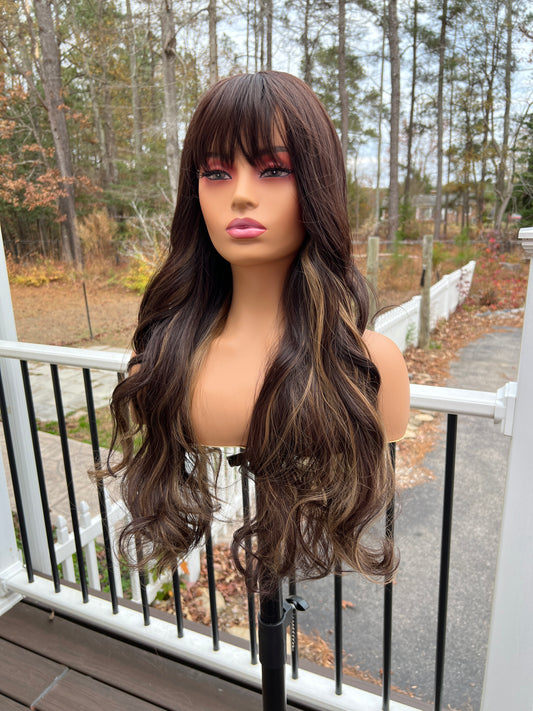 Rosa - Dark brown synthetic wig