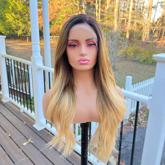 Persephone - Dark root ombre brown blonde wig