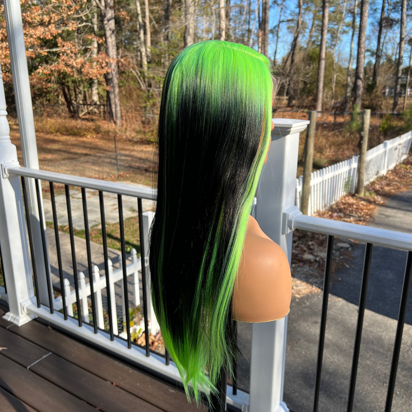 Black and Neon Green wig - Bobbi Boss MLF910 Adelina heat safe HD Lace front wig