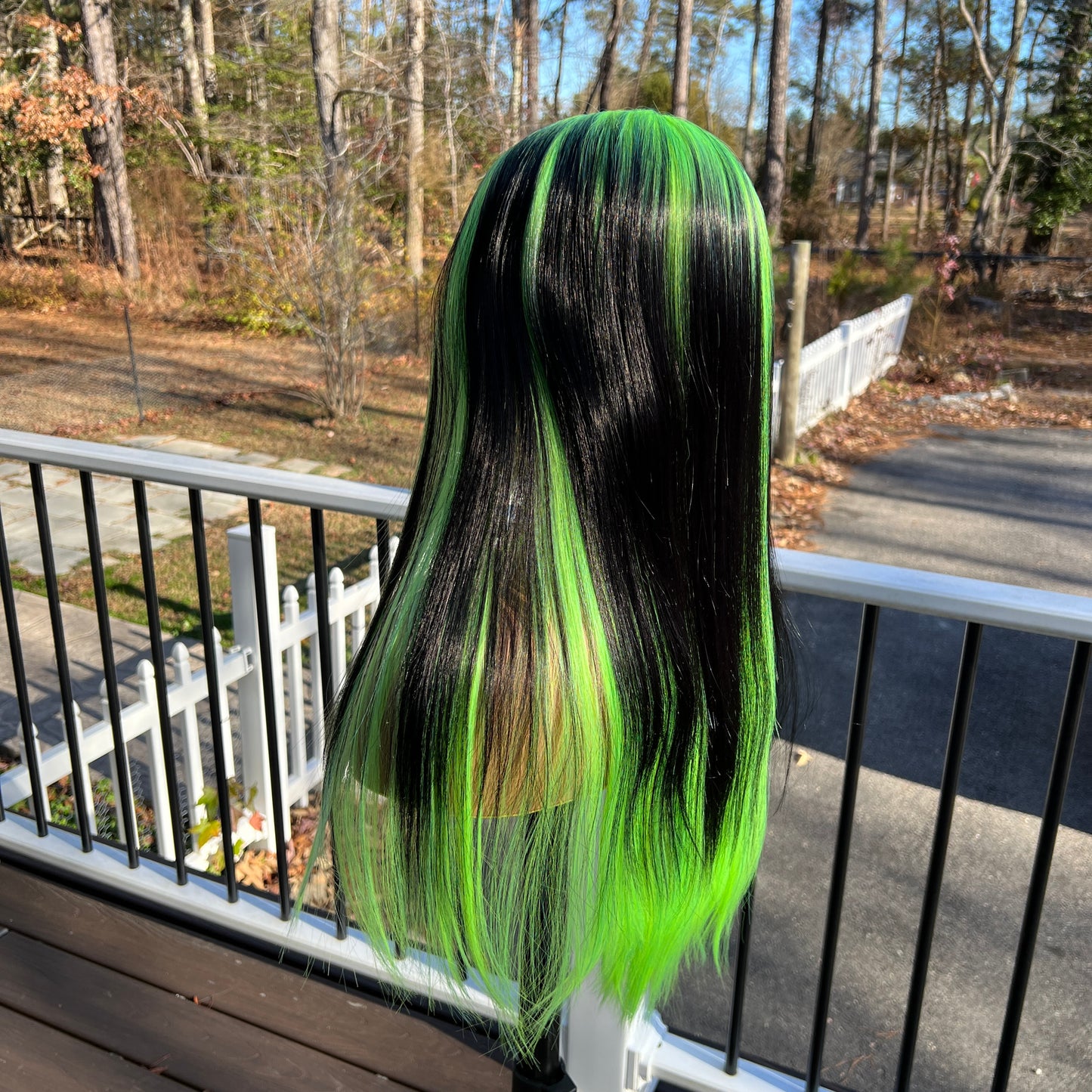 Black and Neon Green wig - Bobbi Boss MLF910 Adelina heat safe HD Lace front wig