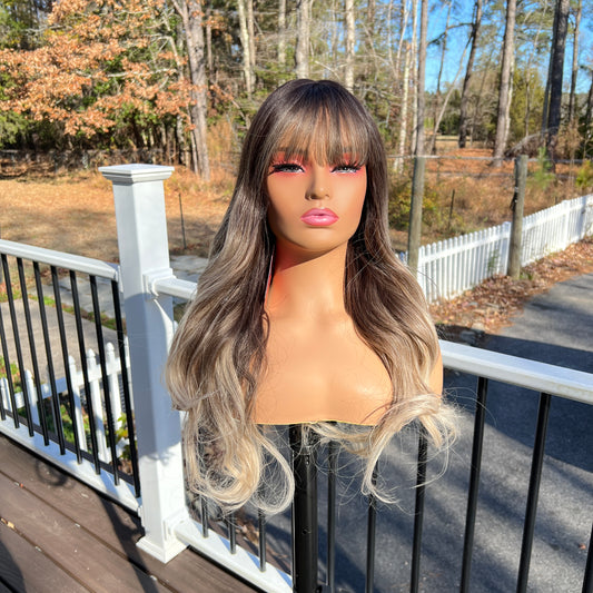 Dawn - Ash Brown synthetic wig with bangs