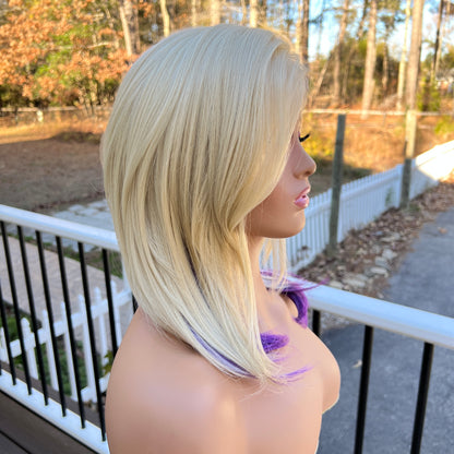 Blonde purple Heat friendly synthetic lace front wig Motown Tress Bibi