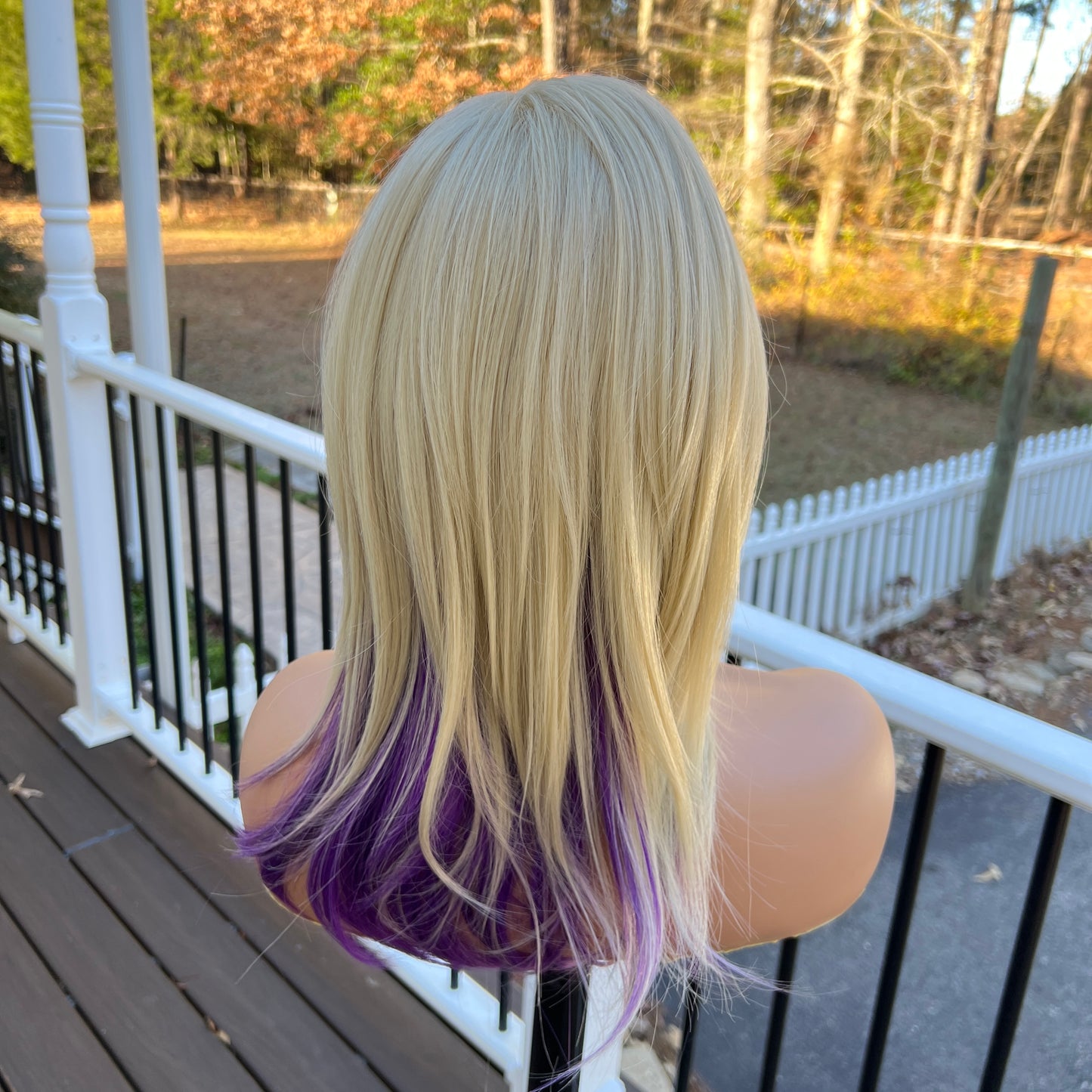 Blonde purple Heat friendly synthetic lace front wig Motown Tress Bibi