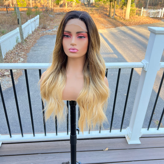 Palmer - Ombre Brown and blonde synthetic lace front wig