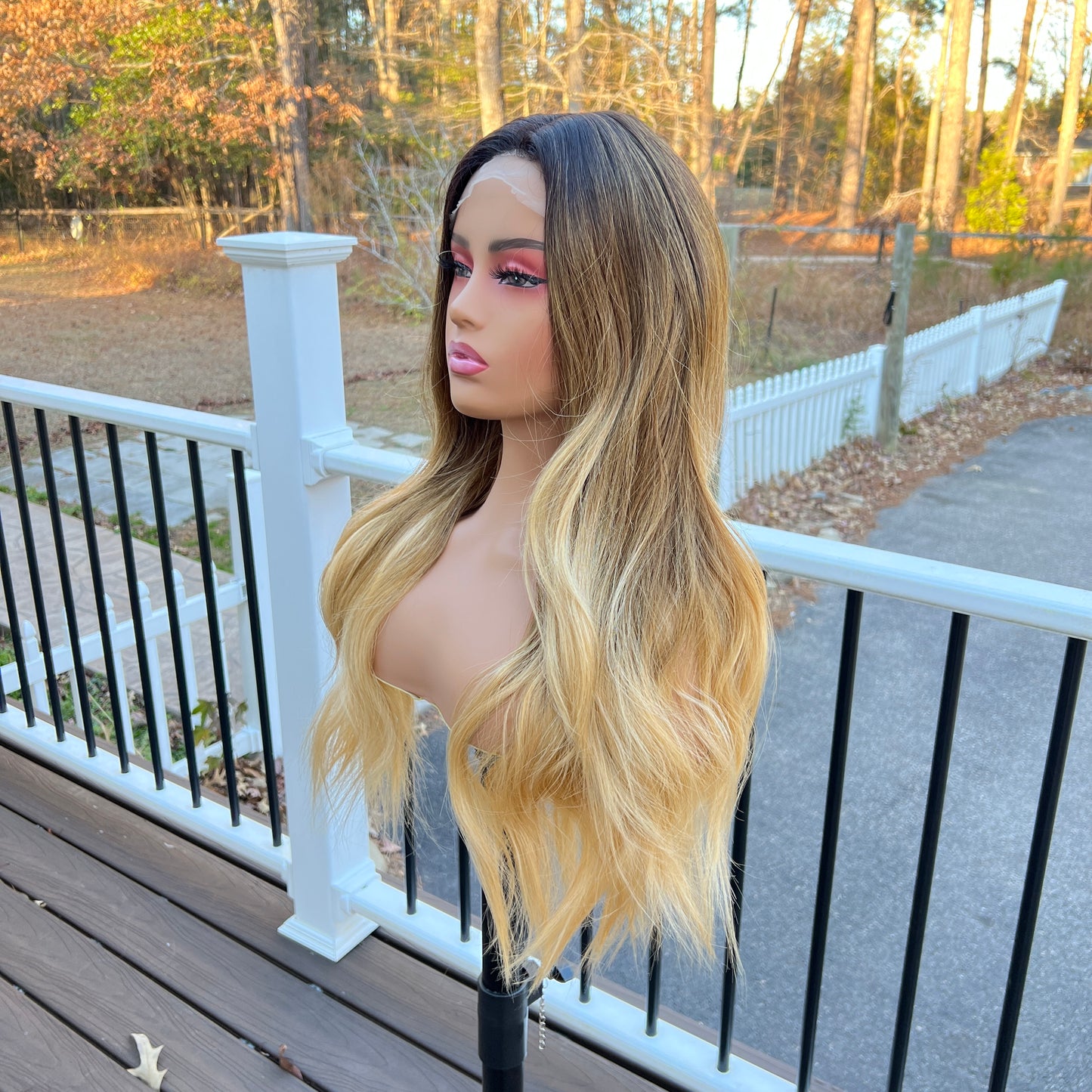 Palmer - Ombre Brown and blonde synthetic lace front wig