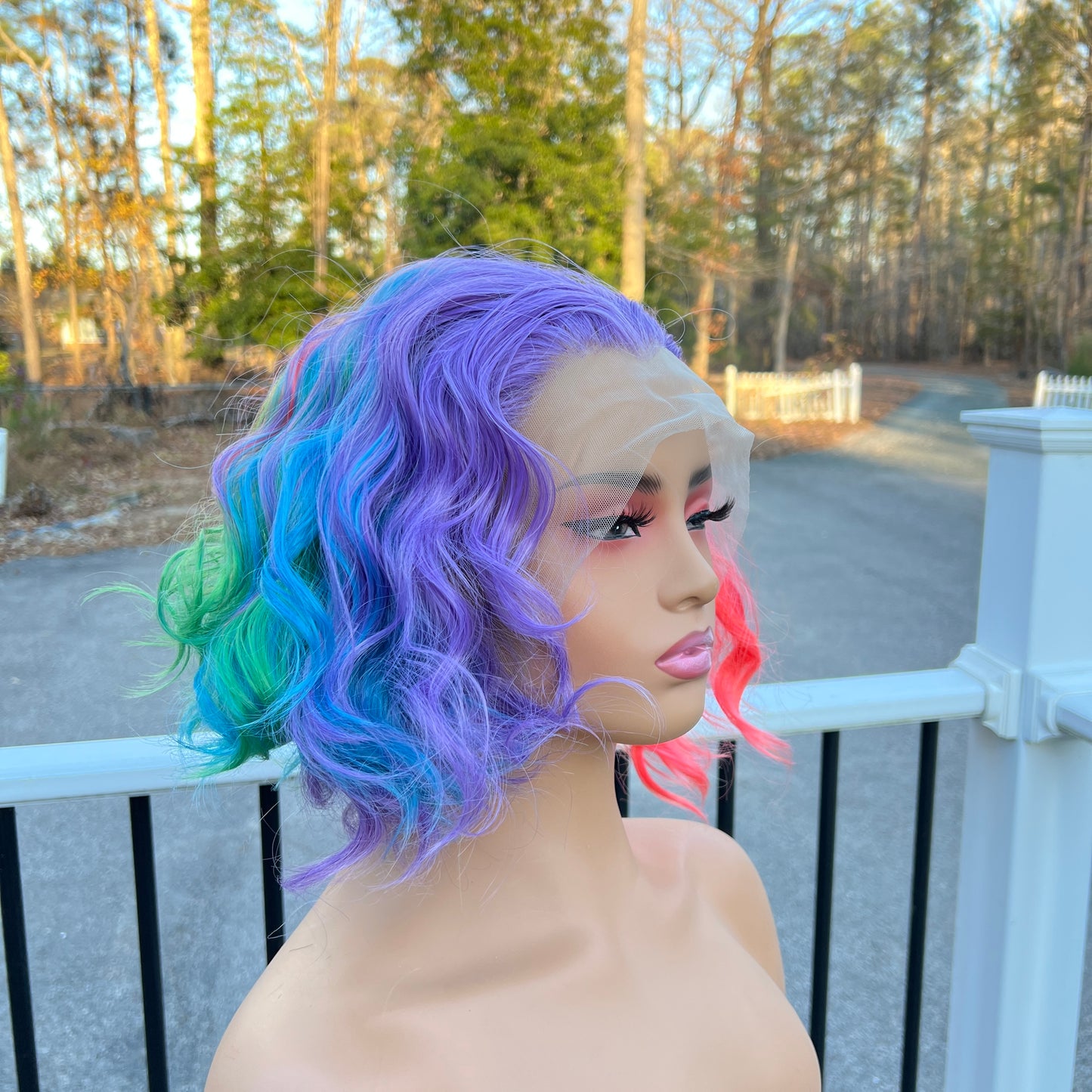 Lollipop - Free parting Short rainbow wig