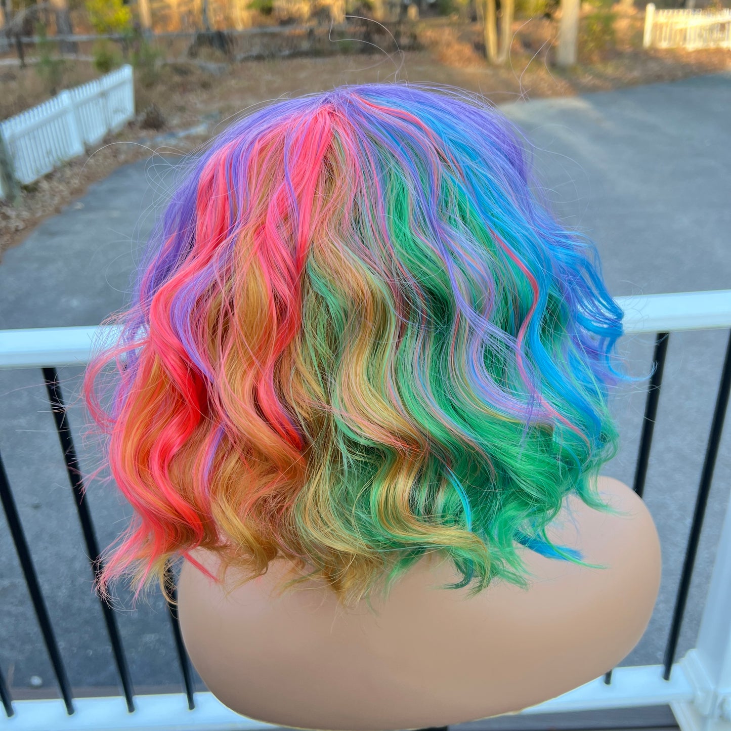 Lollipop - Free parting Short rainbow wig