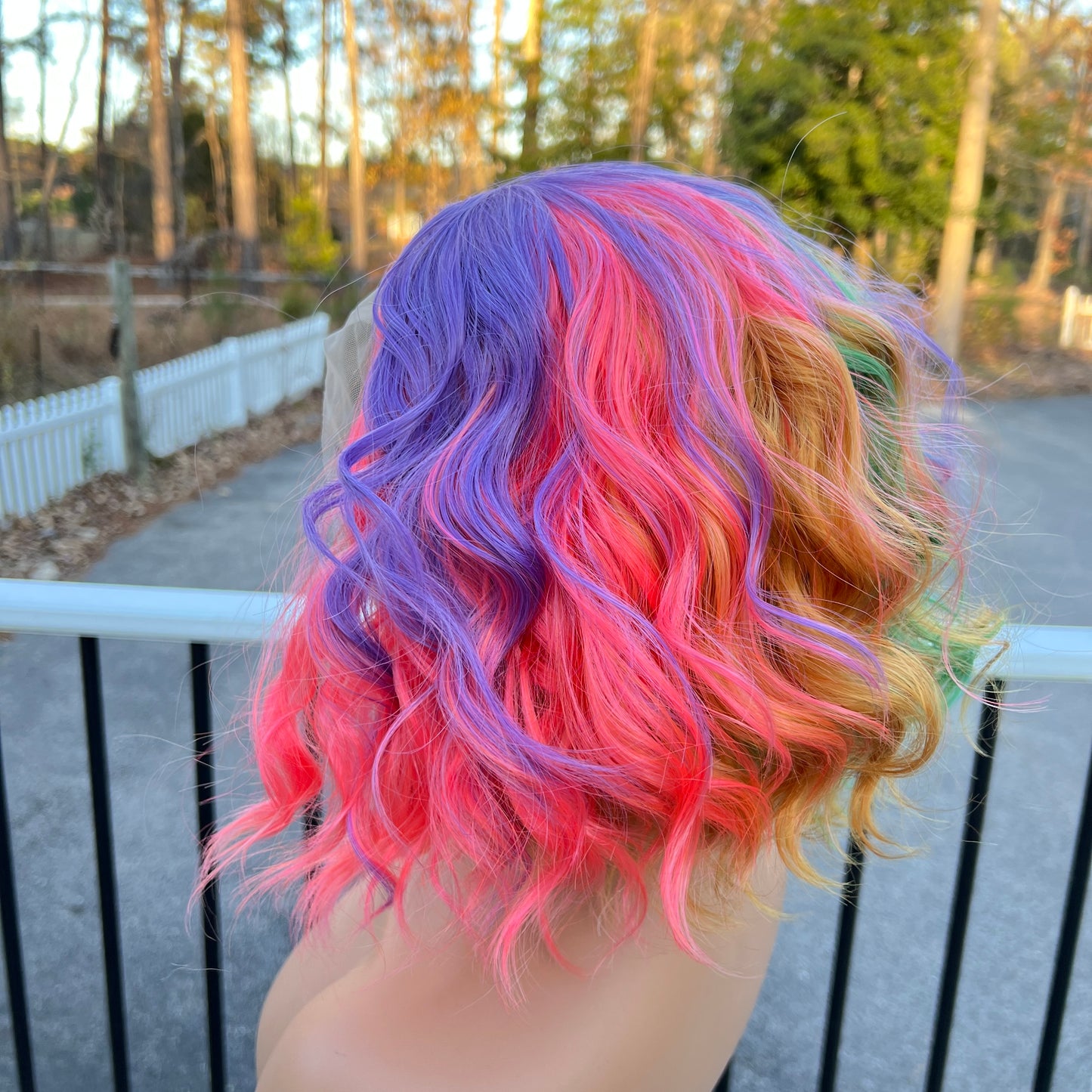 Lollipop - Free parting Short rainbow wig