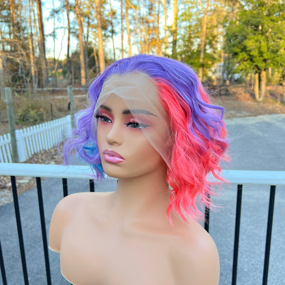 Lollipop - Free parting Short rainbow wig