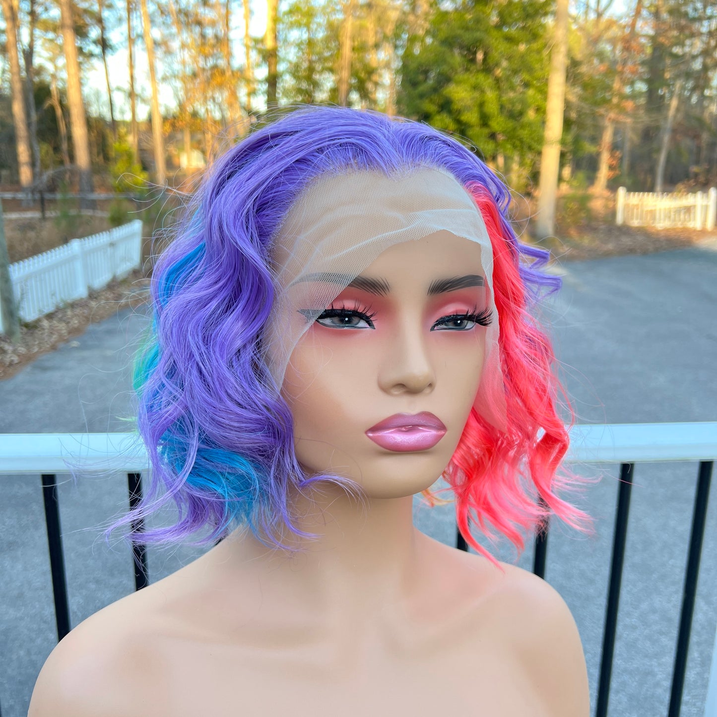 Lollipop - Free parting Short rainbow wig