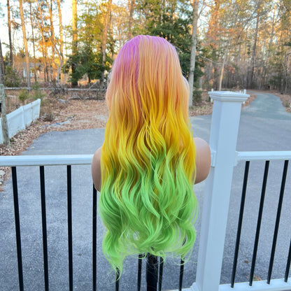 Rainbow Sorbet Lacefront free parting space wig