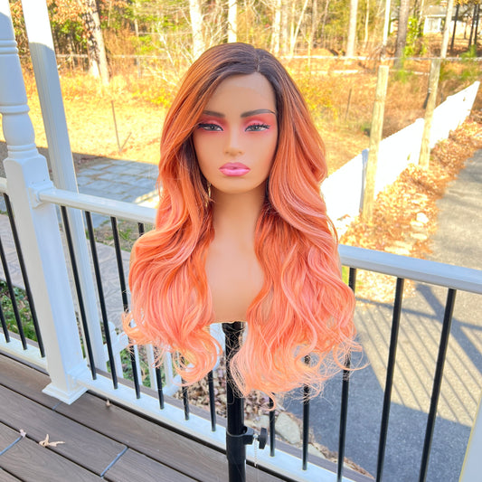 Ellie - Ombre Peach Synthetic lace front wig