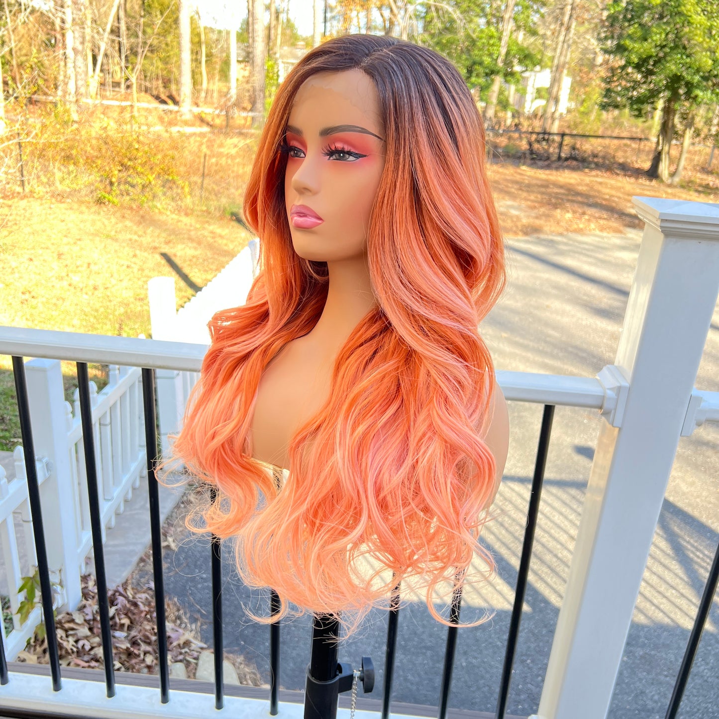 Ellie - Ombre Peach Synthetic lace front wig