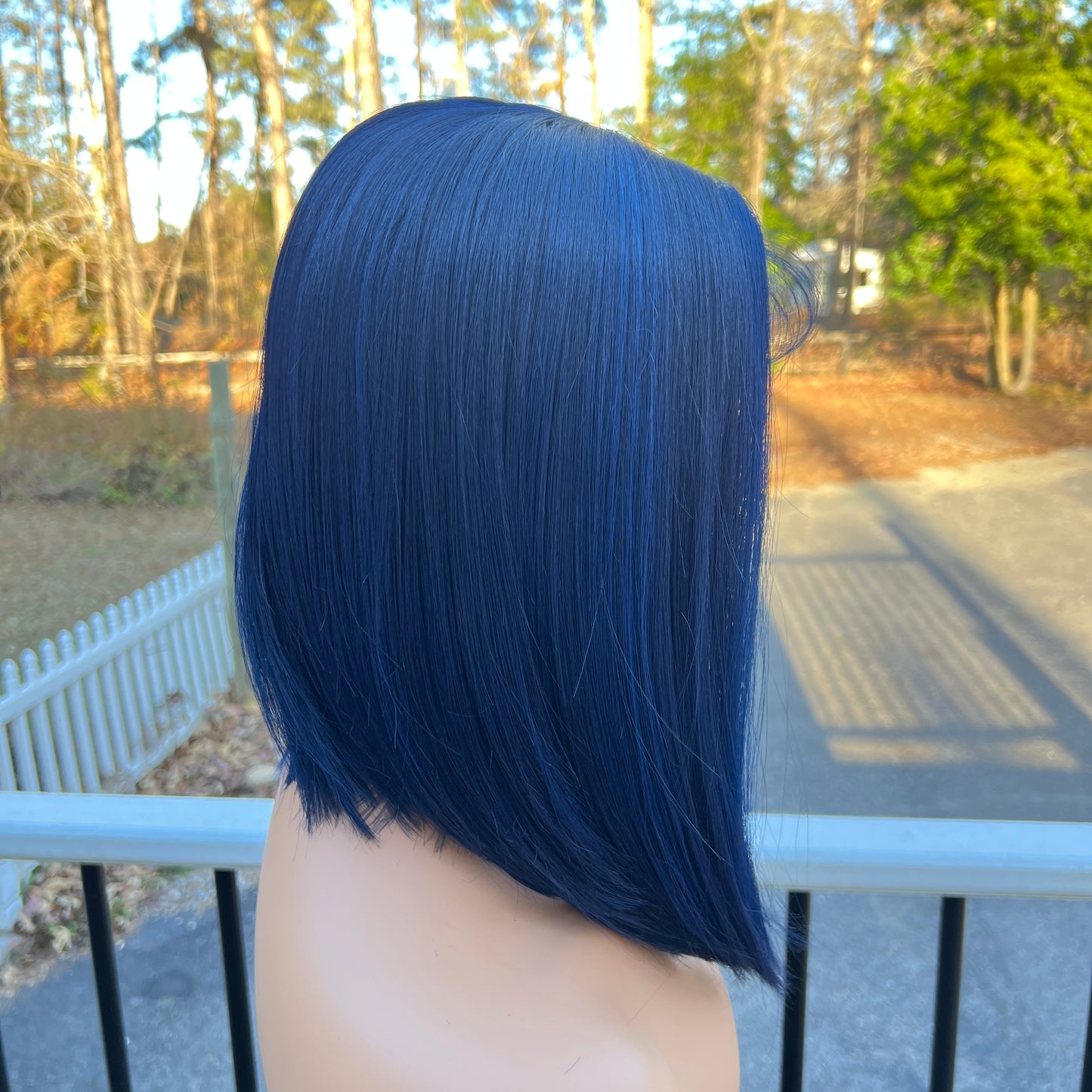 Lapis Lazuli - Two tone blue sleek bob synthetic lace front wig