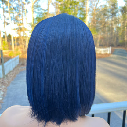 Lapis Lazuli - Two tone blue sleek bob synthetic lace front wig