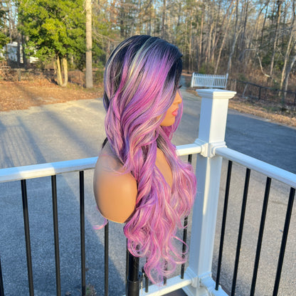 Ellie - Purple Synthetic lace front Wig