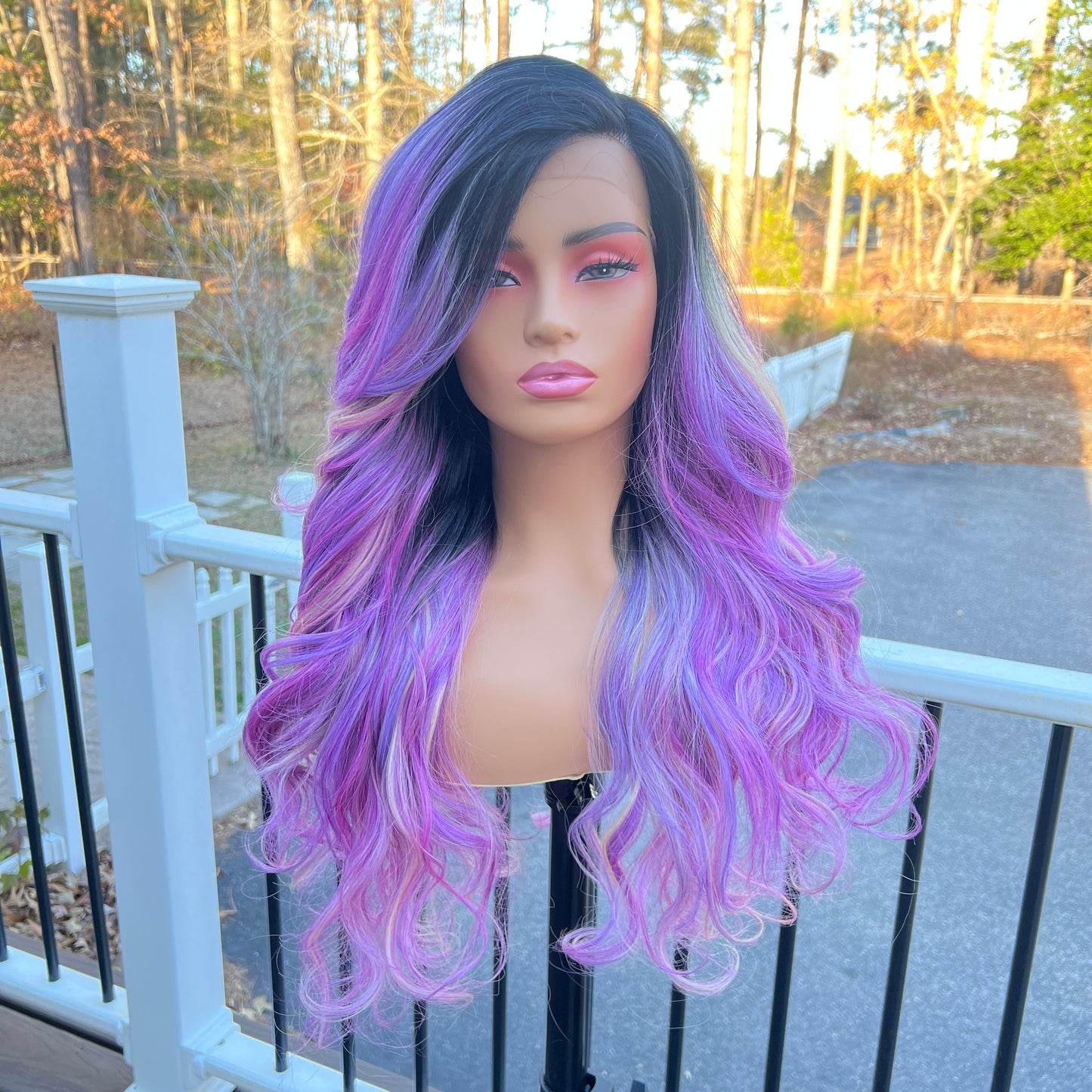 Ellie - Purple Synthetic lace front Wig