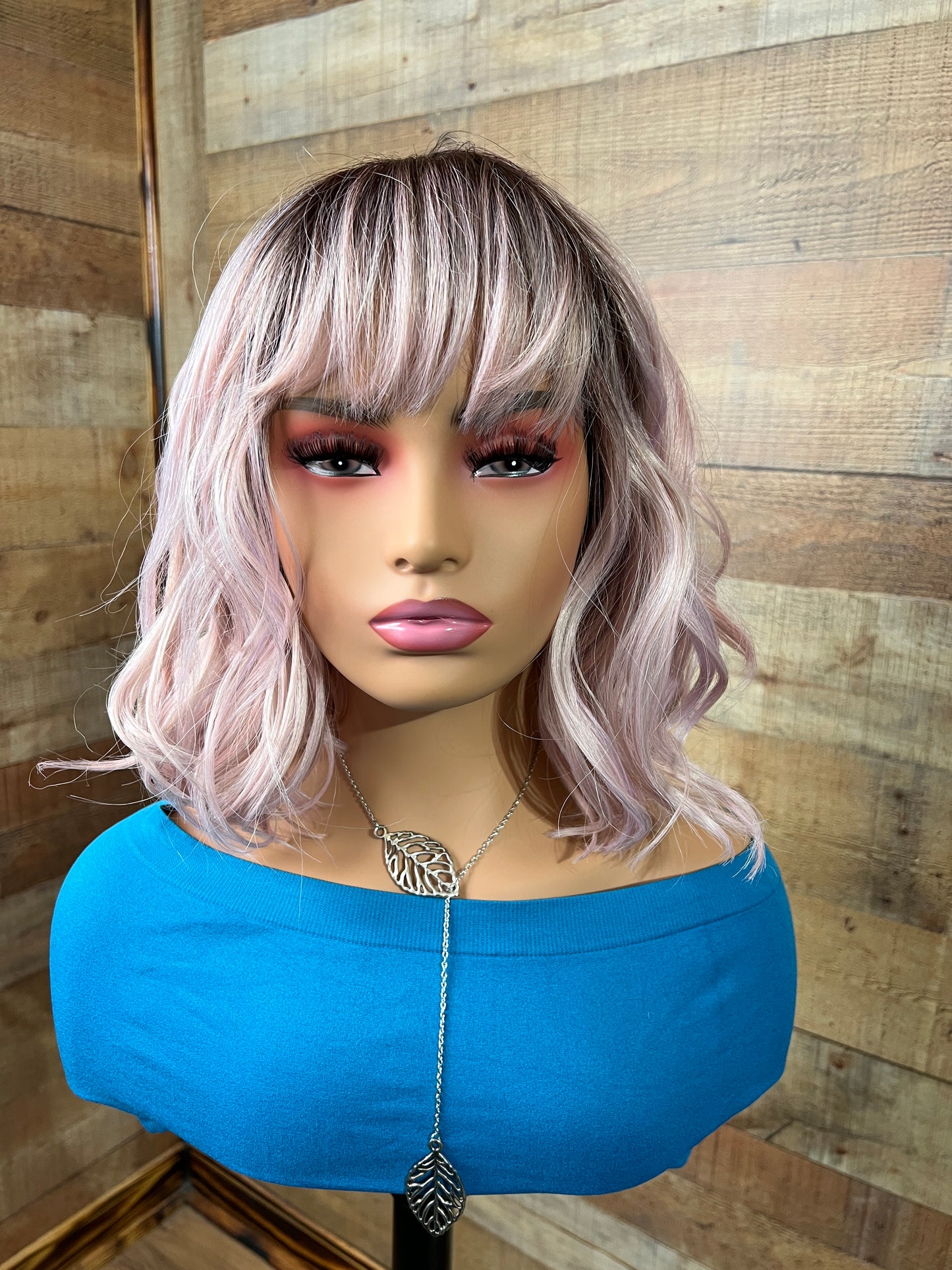 Sammy - curly pink wig with bangs