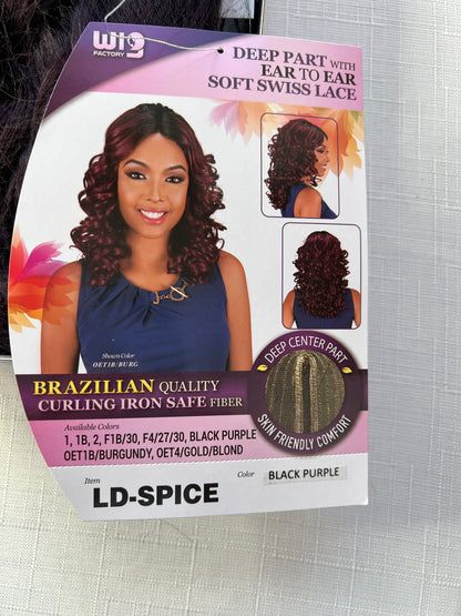 Black Purple Wig Factory Deep Part Soft Swiss Lace Front Wig LD-Spice