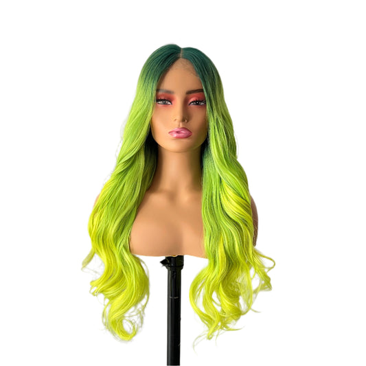 Midori - Ombre green synthetic lace front wig - neon green wig