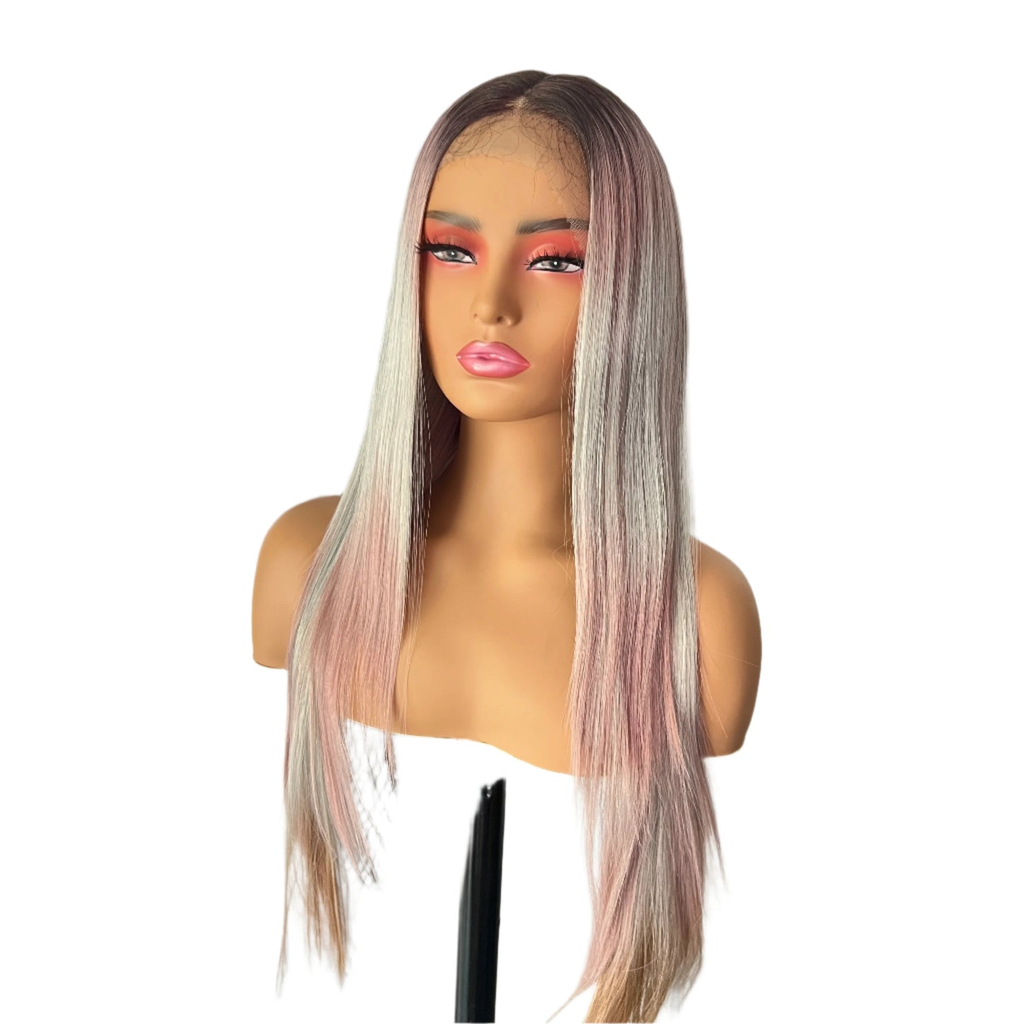 Bobbi Boss MLF630 Karine TD2PK GREY Pink Gray Wig Lacefront