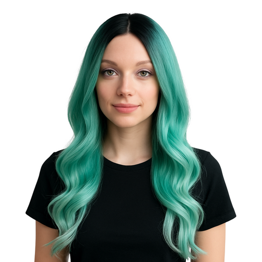 Lace Front Wig Wigs Green Long Synthetic Straight Heat Women Ombre Heat Wavy