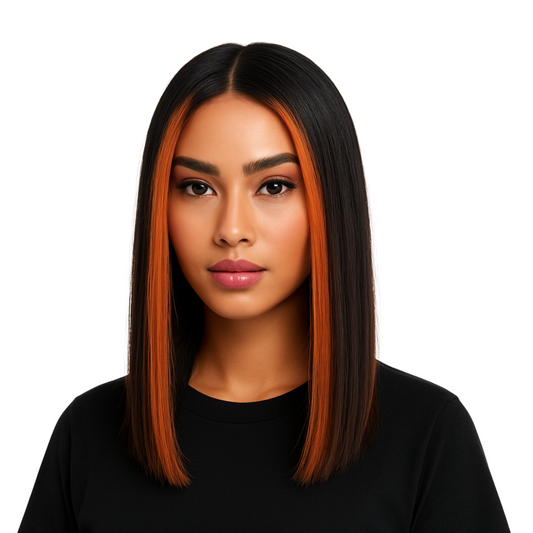 Jane - 12" 1B/350 sleek bob synthetic lace front wig