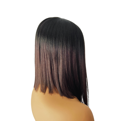 Jane - 12" 1B/350 sleek bob synthetic lace front wig