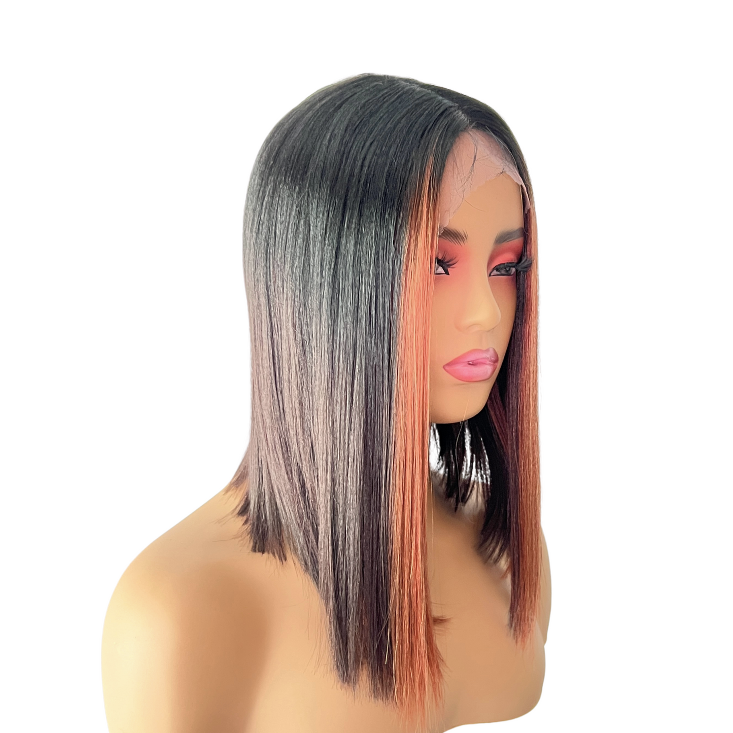 Jane - 12" 1B/350 sleek bob synthetic lace front wig