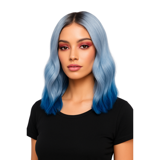 Outre Color Bomb Water Color Ombre JHALAY Lace Front Synthetic Wig - Blue