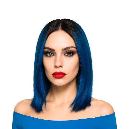 Katy - Black and blue sassy synthetic bob wig
