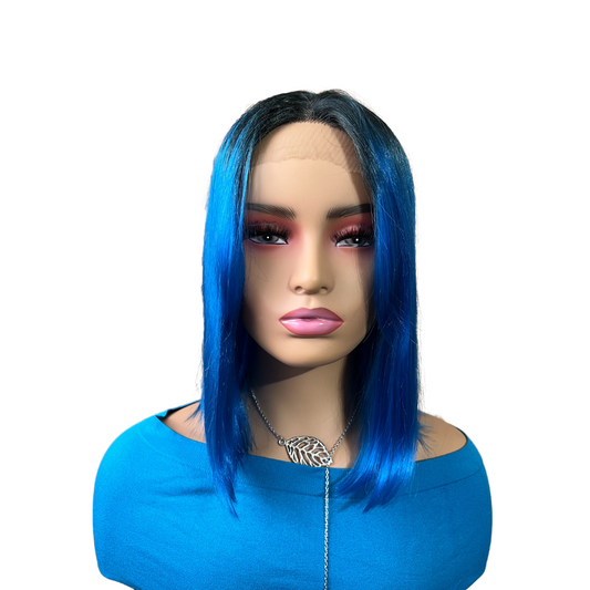 Katy - Black and blue sassy synthetic bob wig